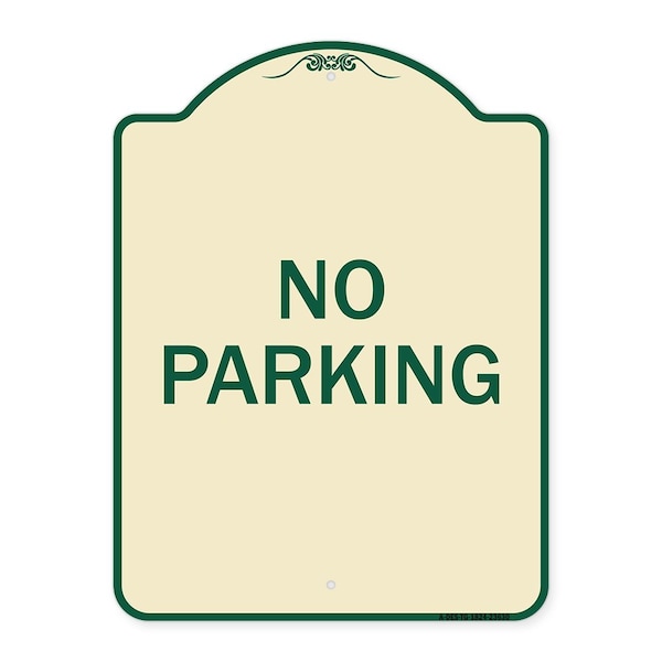 Signmission Designer Series Sign-No Parking, Tan & Green Heavy-Gauge Aluminum Sign, 24" x 18", TG-1824-23630 A-DES-TG-1824-23630 - main